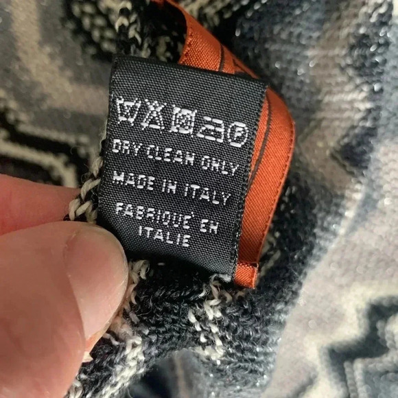 Missoni Scarf  zig zag pattern black and gray made in Italy - Picture 5 of 6